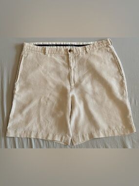 Brooks Brothers Irish Linen Light Cream Flat-Front Men's Shorts